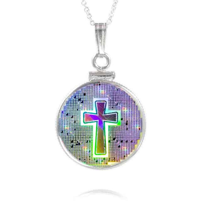 Nano Bible Cross Pendant set includes 18" 1.4mm Curb Chain (Entire Bible On Necklace)