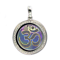 Thumbnail for Om with Gita in Hand Embedded Crystals Pendant
