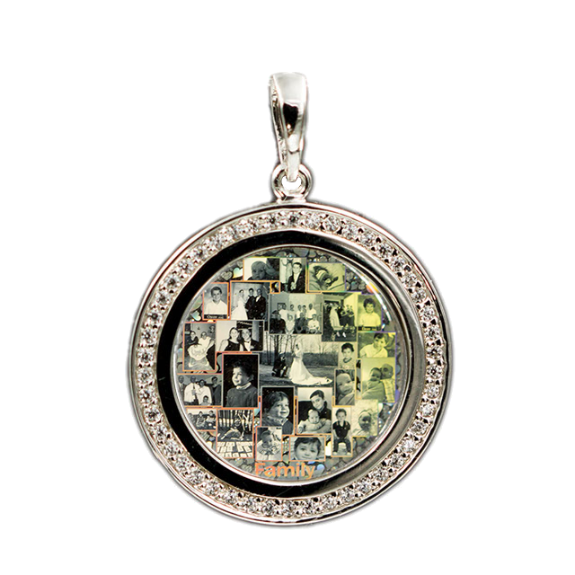 Personalized Sterling Siver Pendant with Embedded Crystals