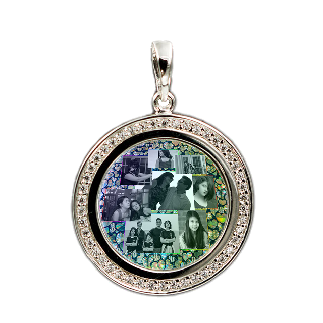 Personalized Sterling Silver Pendant with Embedded Crystals