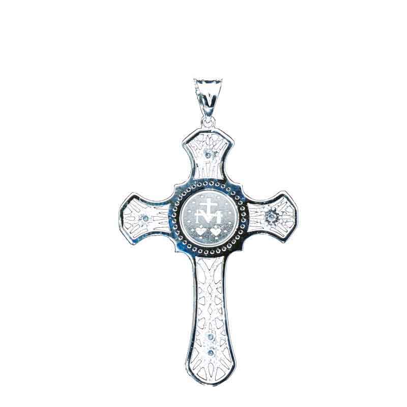 Miraculous Medal Sterling Cross with New Testament